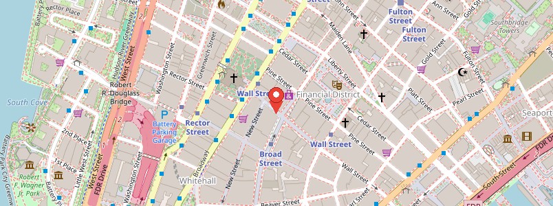 Map of New York, NY Wall Street office